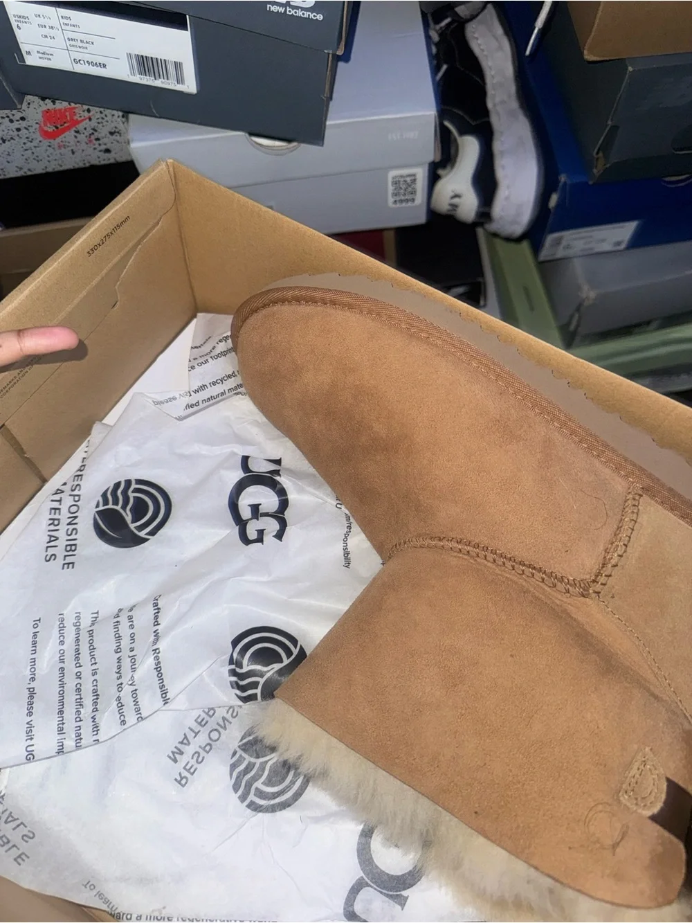 UGG Chestnut Suede Short Bow-Back Boots